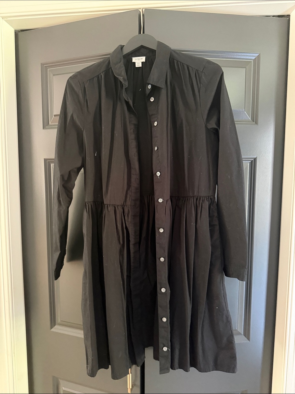 Jcrew - Black Button-Front Longline Shirt Dress